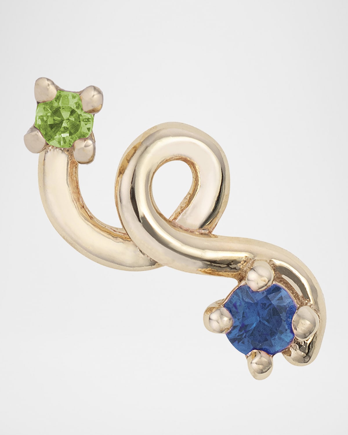 Bea Bongiasca 9K Yellow Gold Tsavorite and Blue Sapphire Mini Loop Earring, Single
