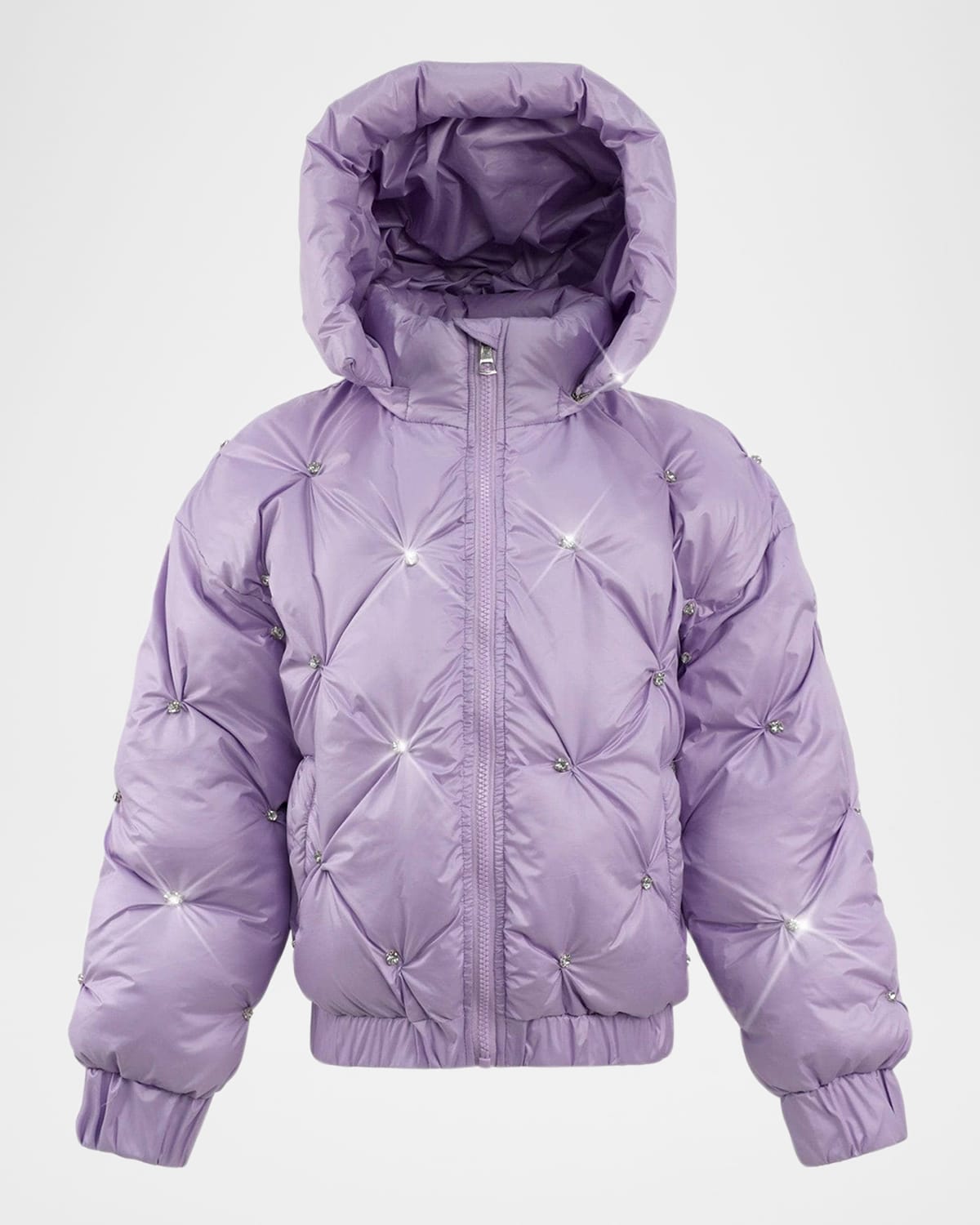 Lola + The Boys Girl 's Lavender Sparkle Puffer Jacket, Size 2-14