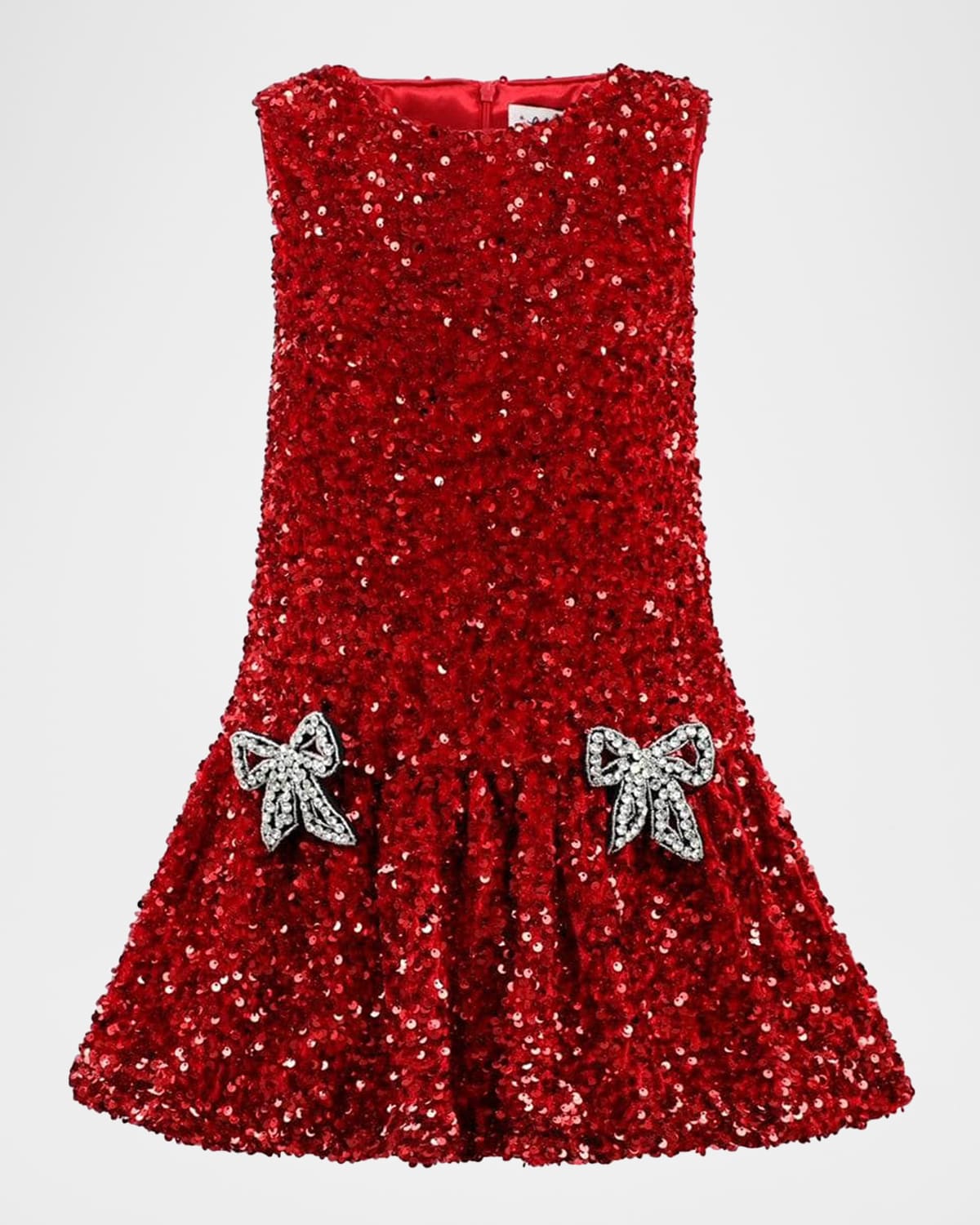 Lola + The Boys Girl 's Sequin Dress W/ Bows, Size 4-