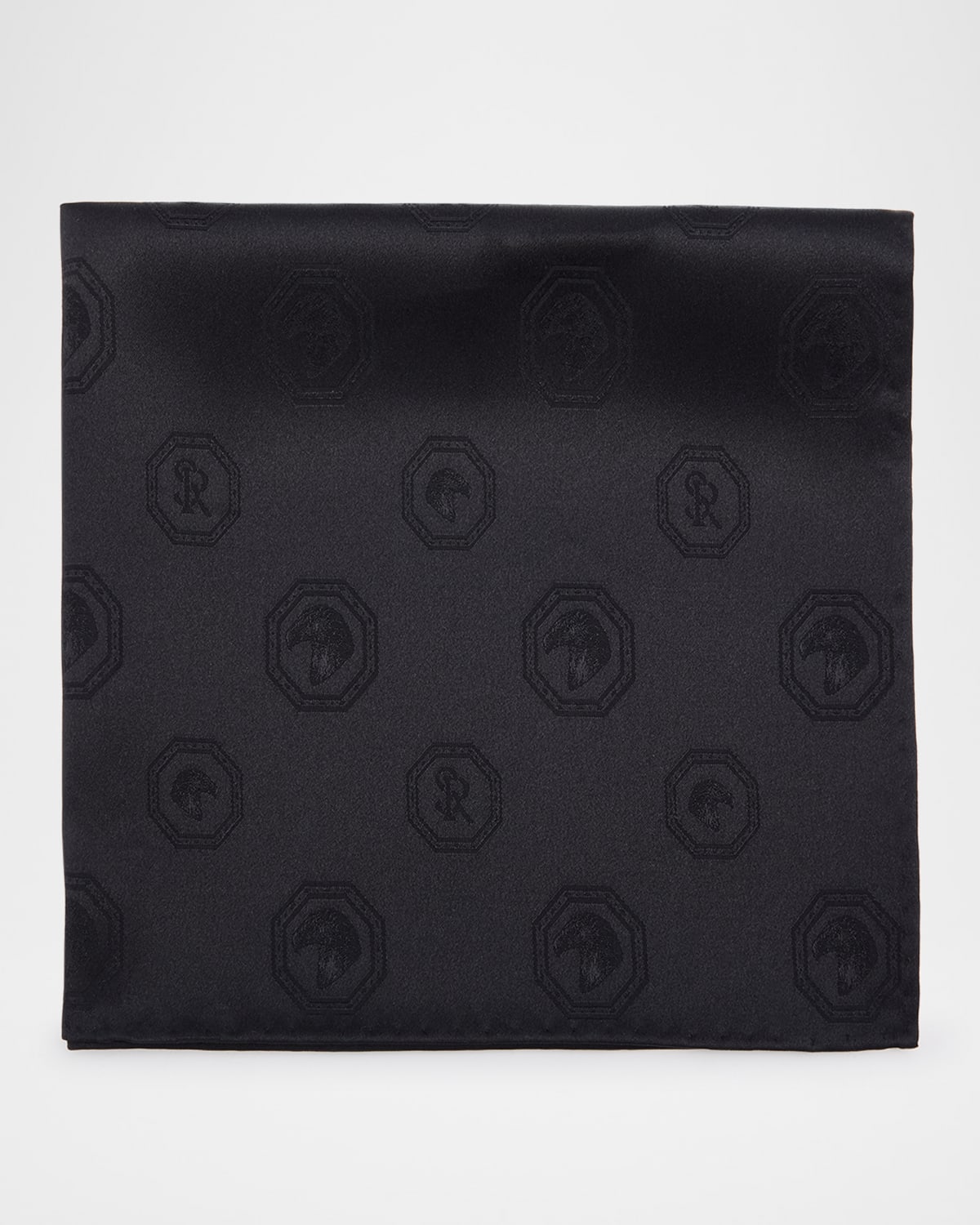 Stefano Ricci Men 's Tonal Jacquard Logo Silk Pocket Square | Thumbnail 4