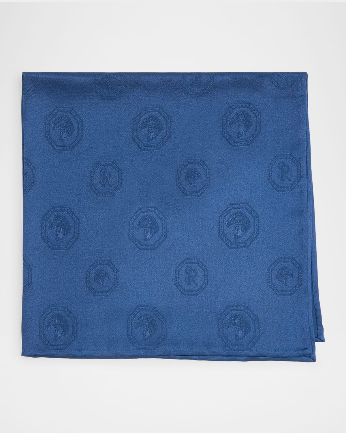 Stefano Ricci Men 's Tonal Jacquard Logo Silk Pocket Square | Thumbnail 4