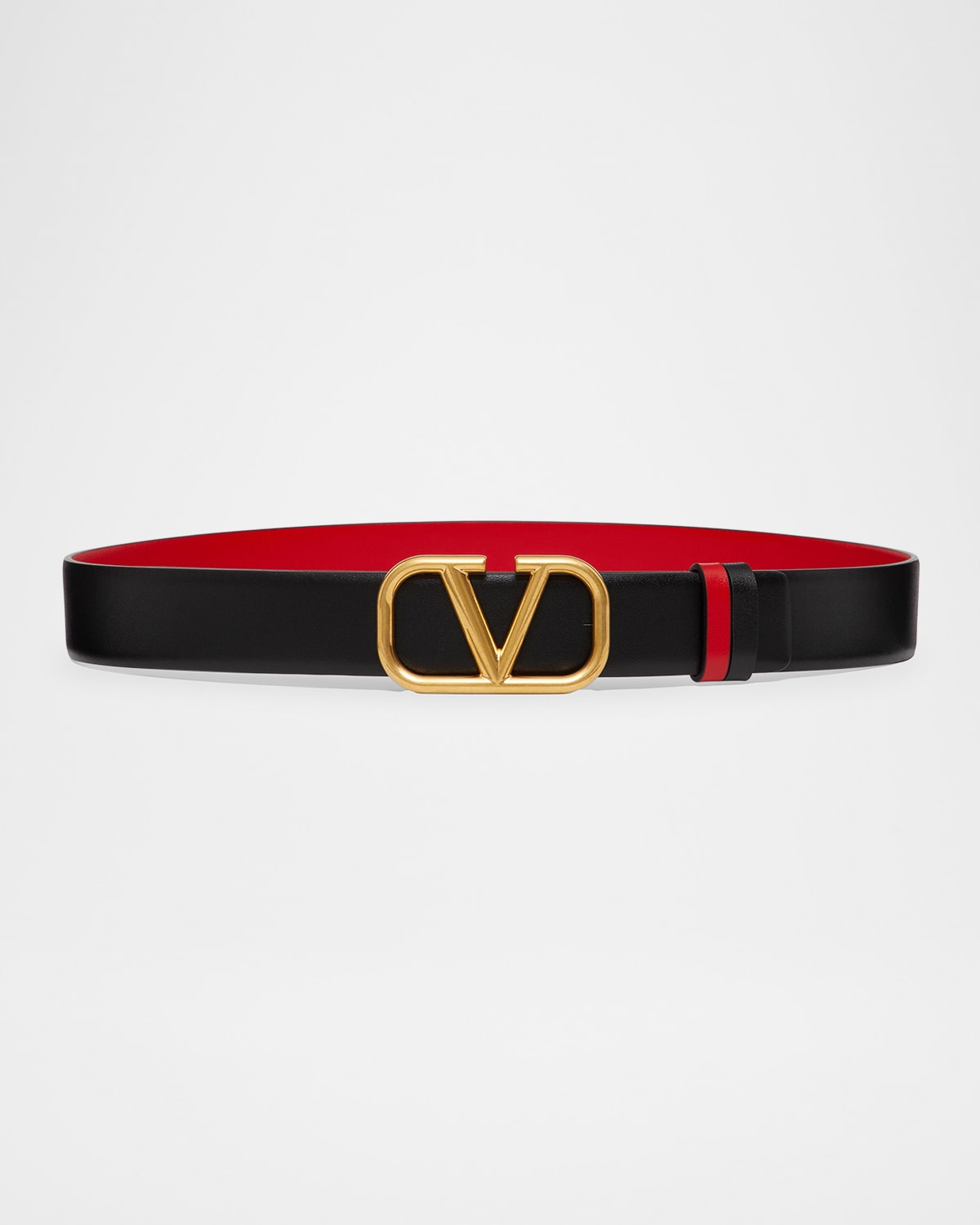 Valentino Garavani Vlogo Signature Reversible Leather Belt, 30mm In Nero Rouge