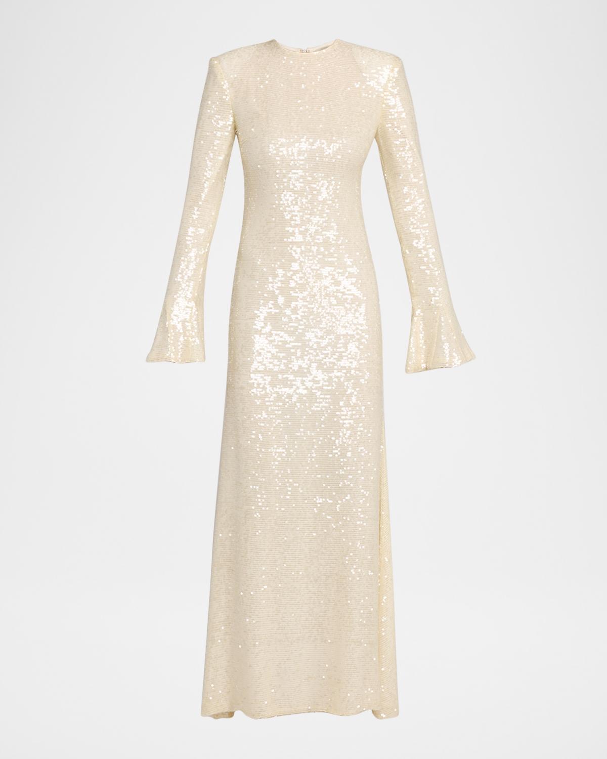 LAPOINTE Sequined Flare-Sleeve Maxi Dress