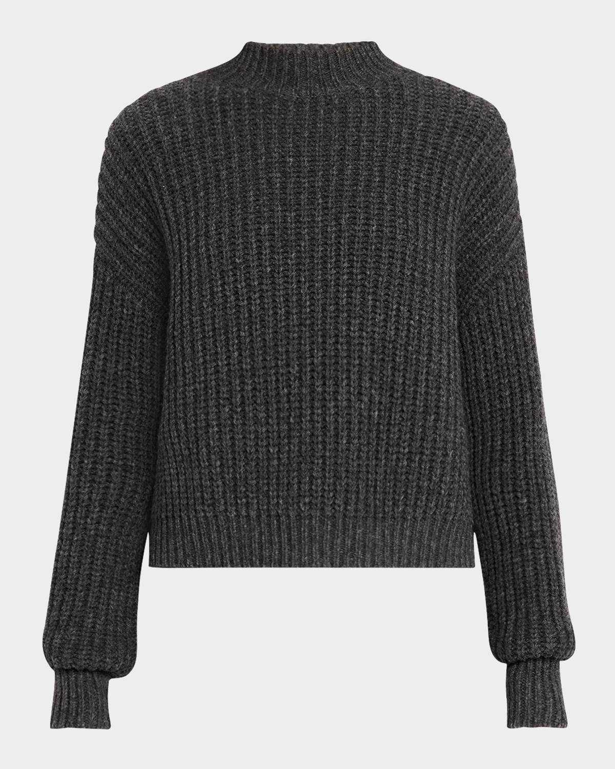 ARGENT Ribbed Mock-Neck Fisherman Sweater