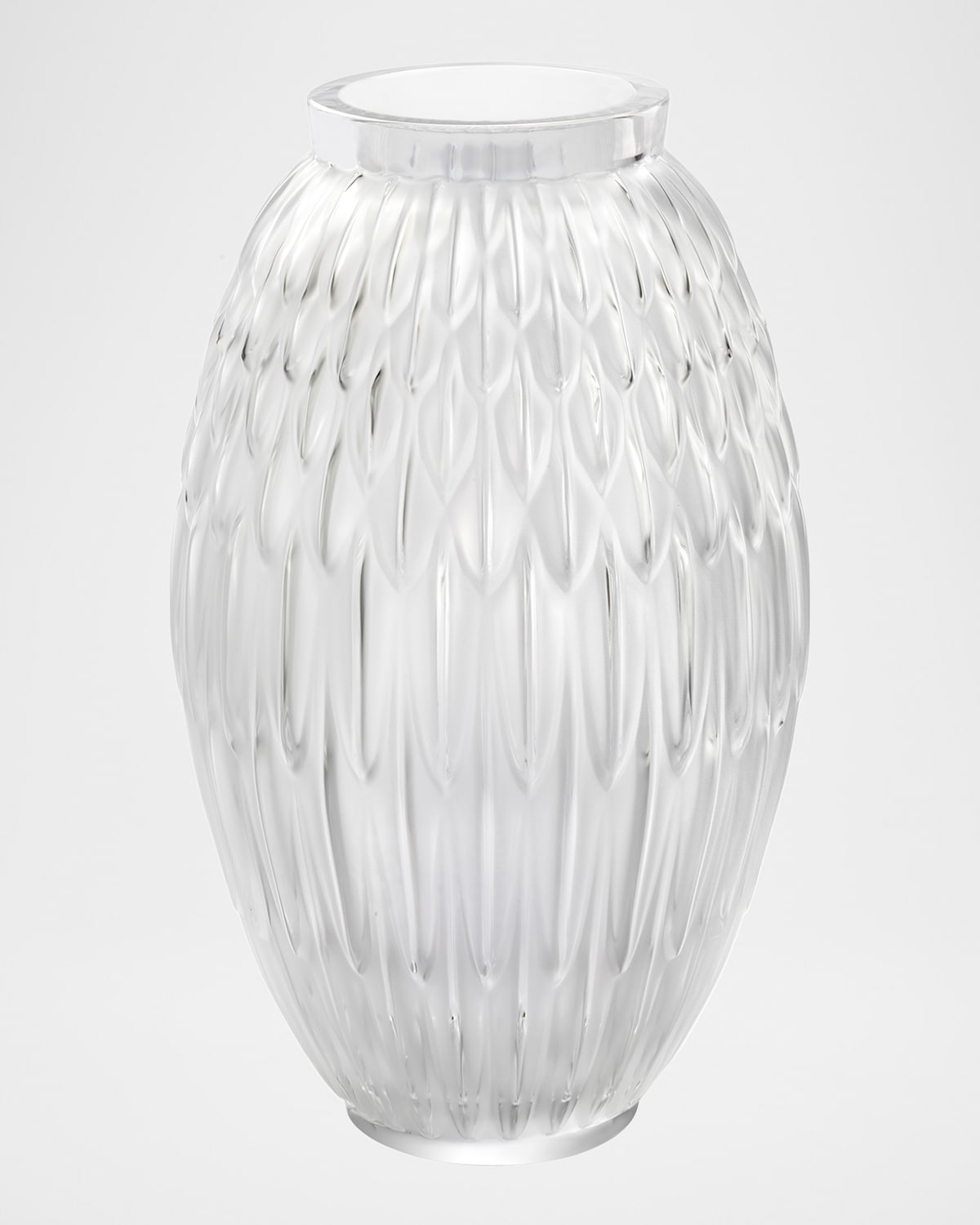 Lalique Plumes Large Lead-Free Crystal Vase