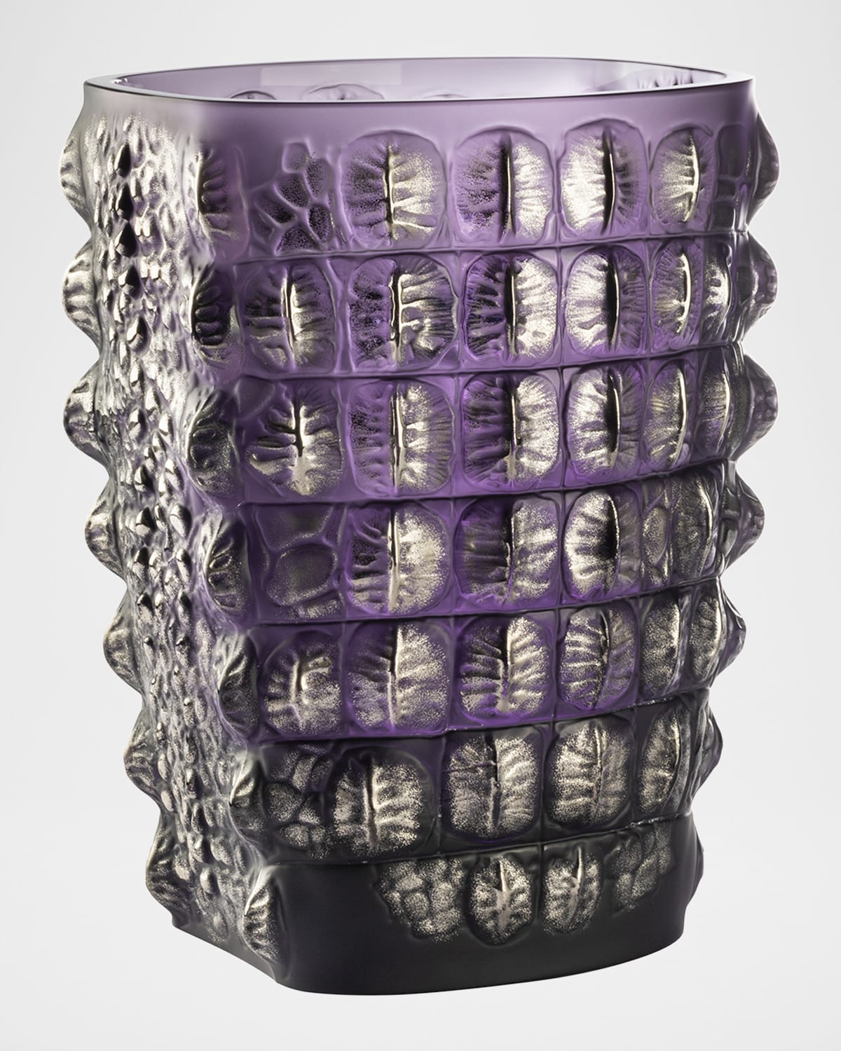 Lalique Croco Platinum Stamped Vase