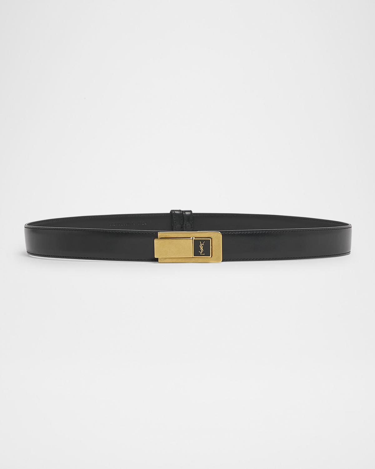 Saint Laurent YSL Skinny Leather Belt
