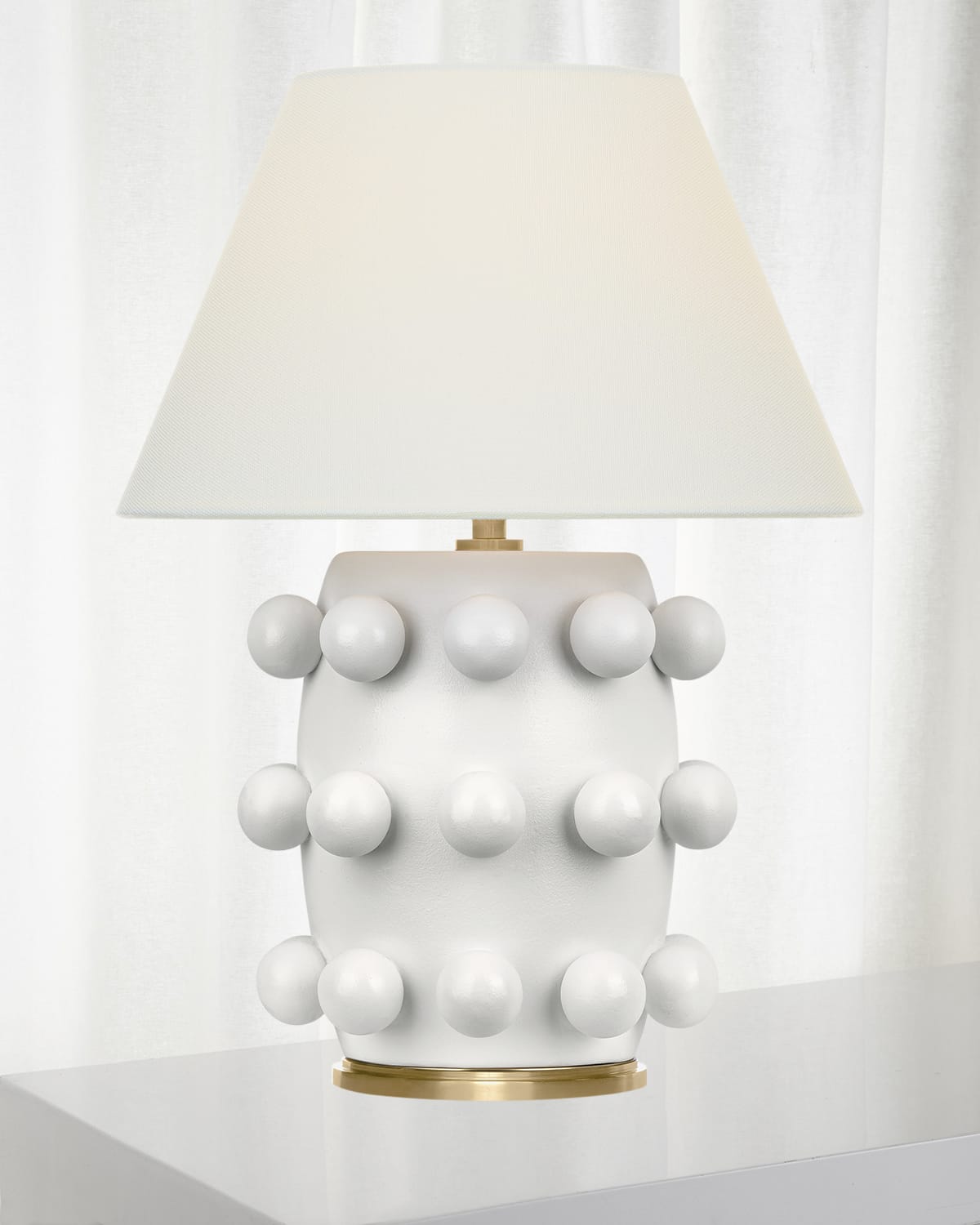 Visual Comfort Signature Linden 14" Cordless Table Lamp By Kelly Wearstler In White