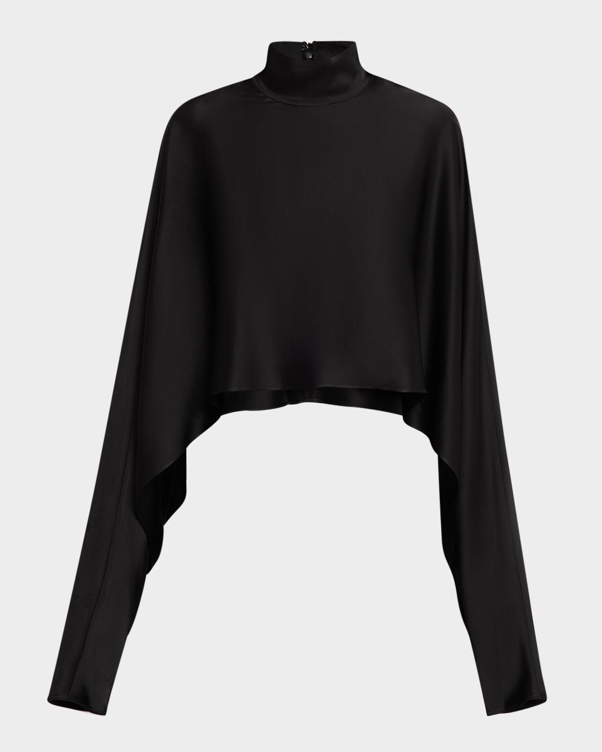 LAPOINTE Satin Crop Caftan Top