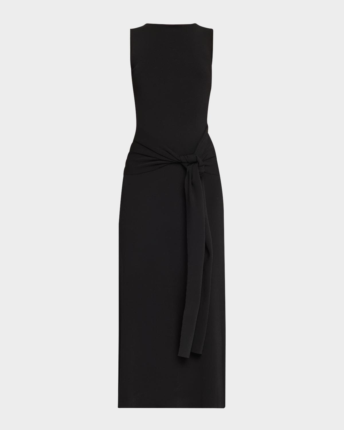 LAPOINTE Waist-Tie Sleeveless Matte Viscose Midi Dress
