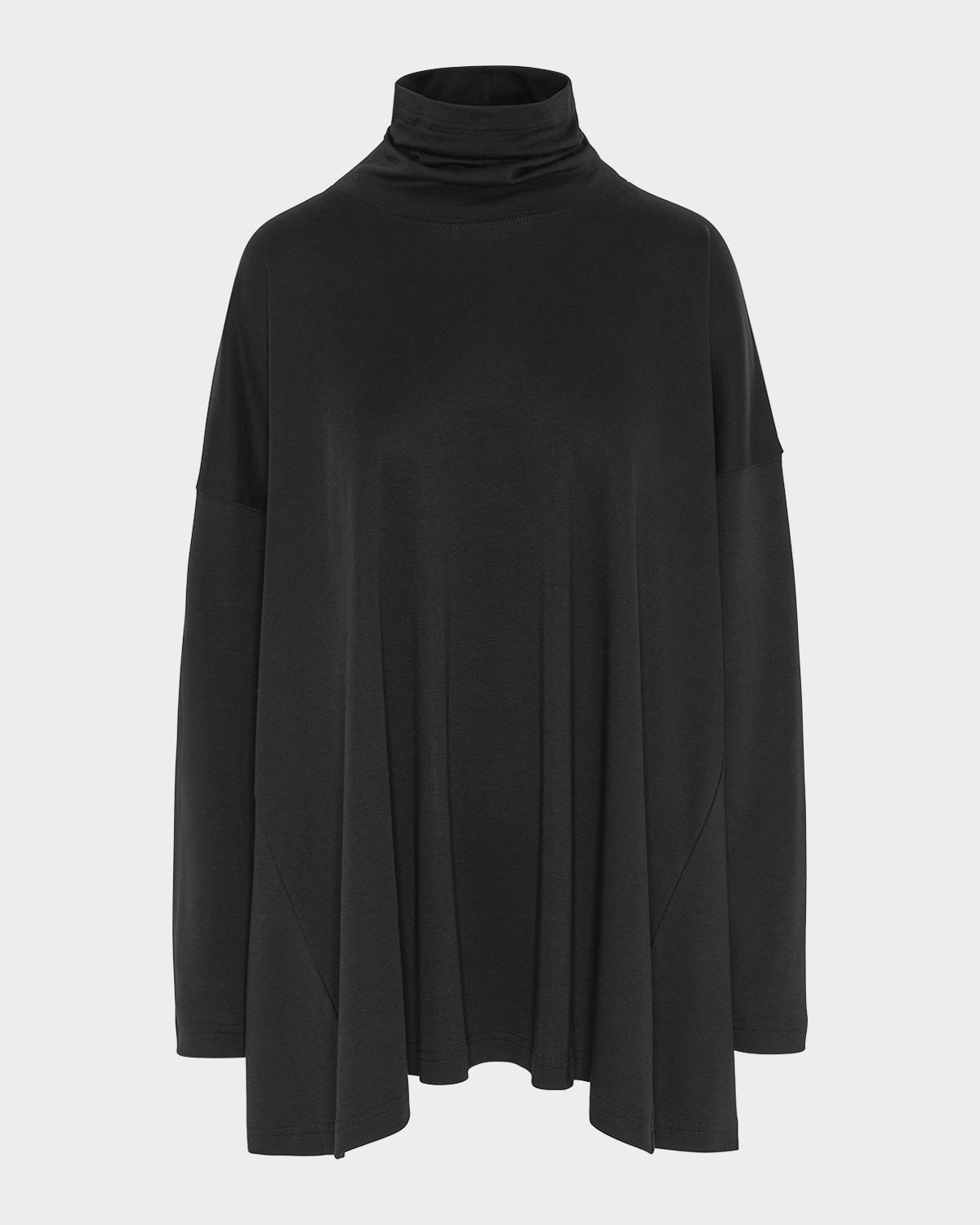Eskandar Side Panelled Scrunch Neck T-Shirt (Long Length)