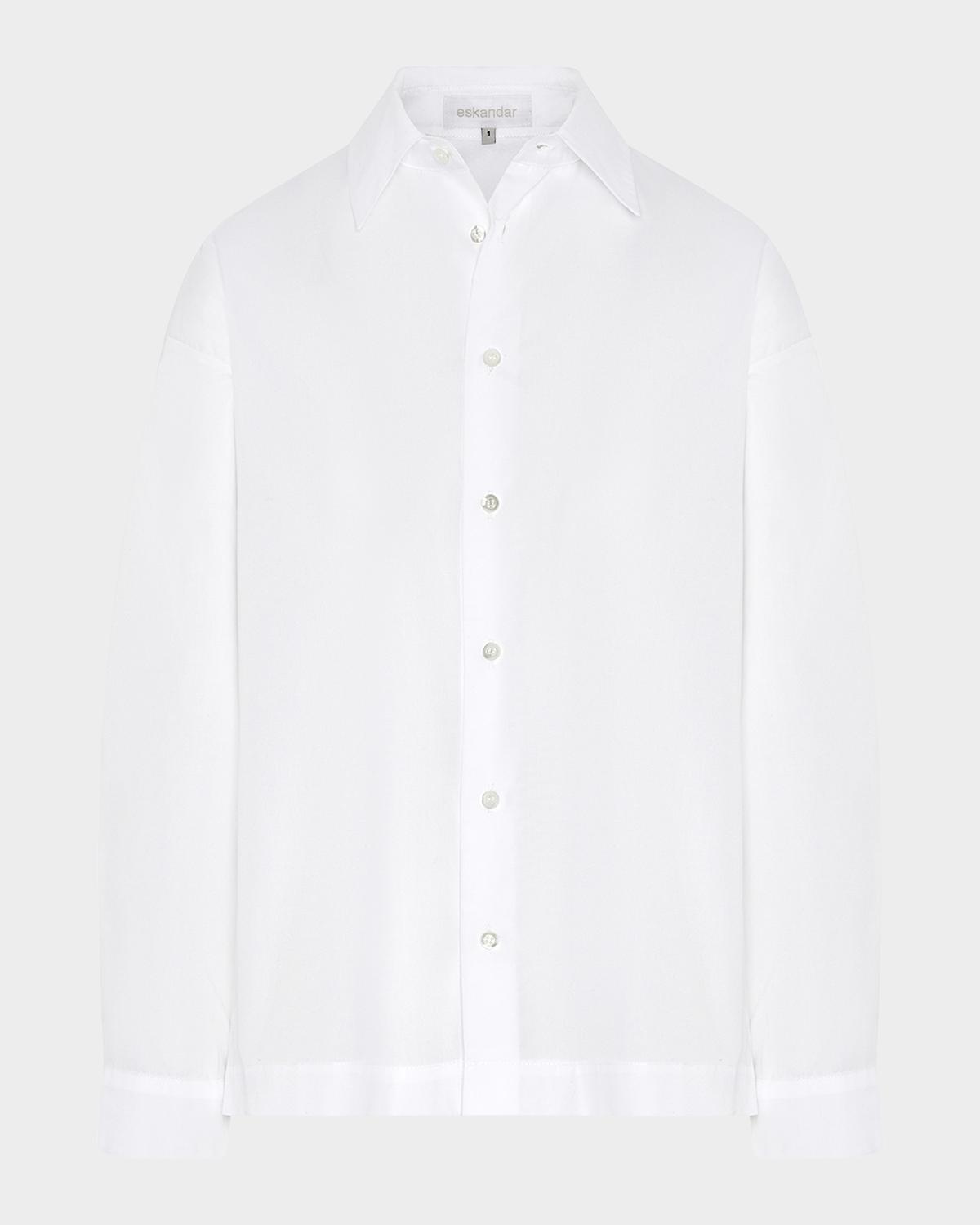 Eskandar Slim Shirt with Collar (Regular Length)