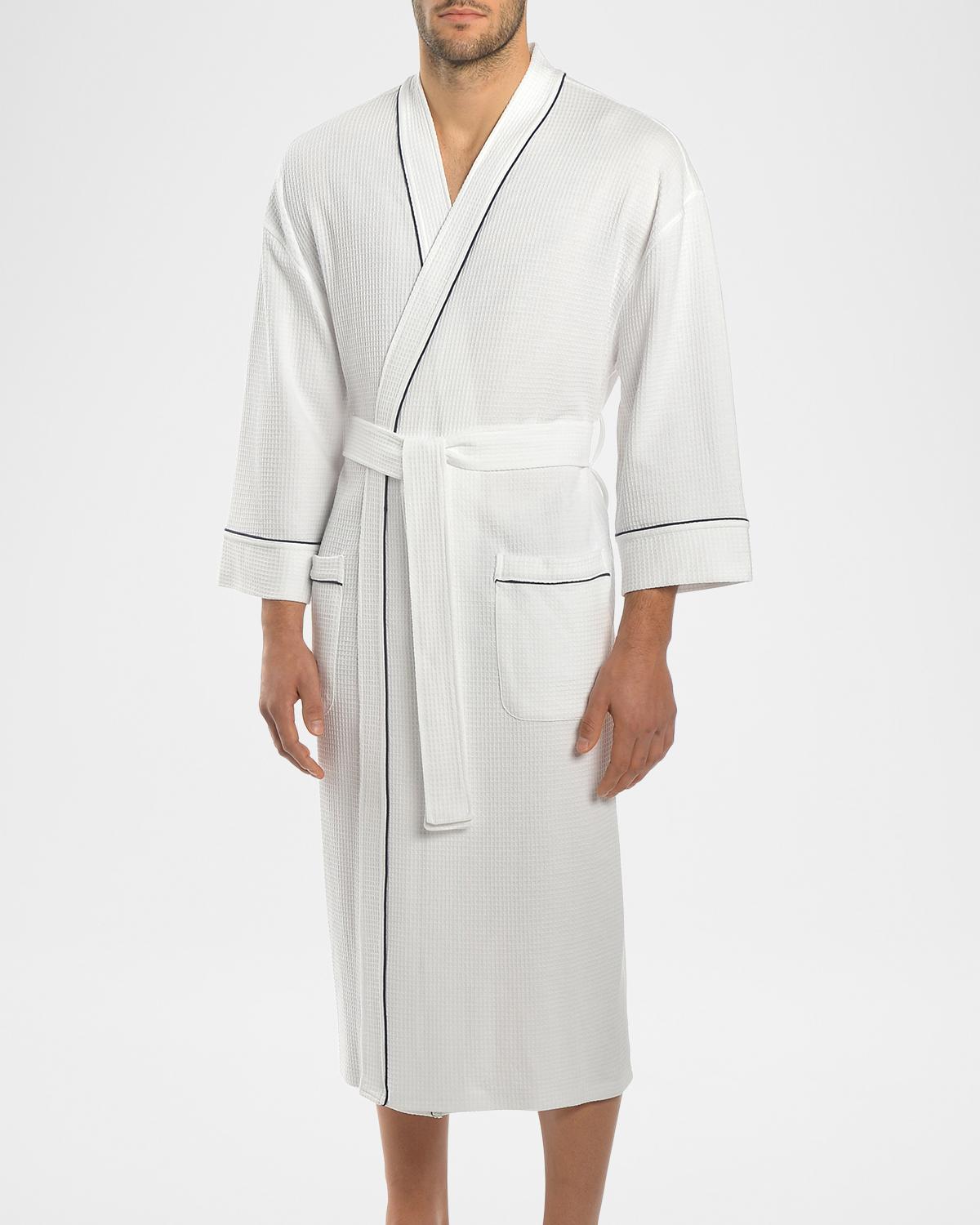 Majestic International Men's Waffle Knit Kimono Robe