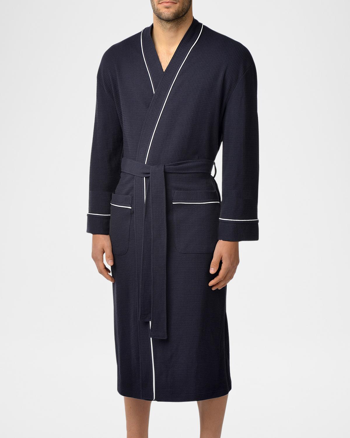 Majestic International Men's Waffle Knit Kimono Robe