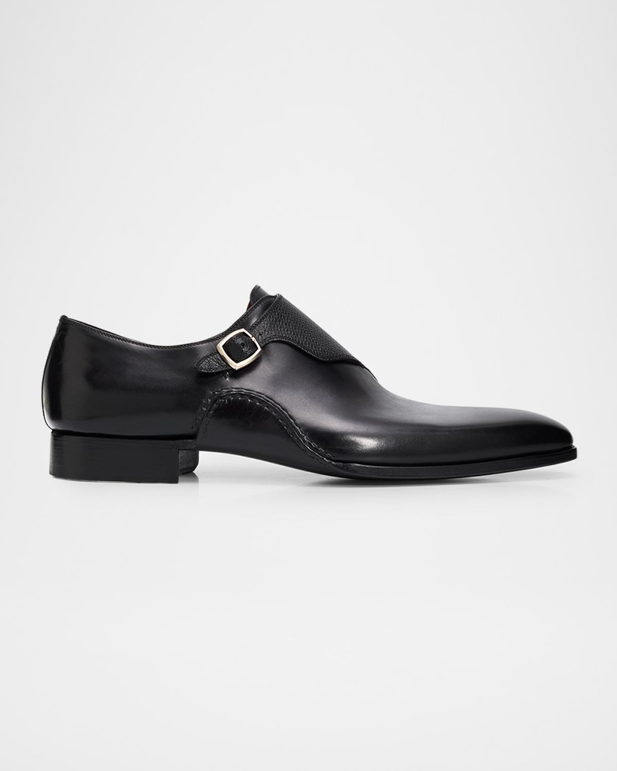 Magnanni Men's Carver Leather Single-Buckle Monk Straps