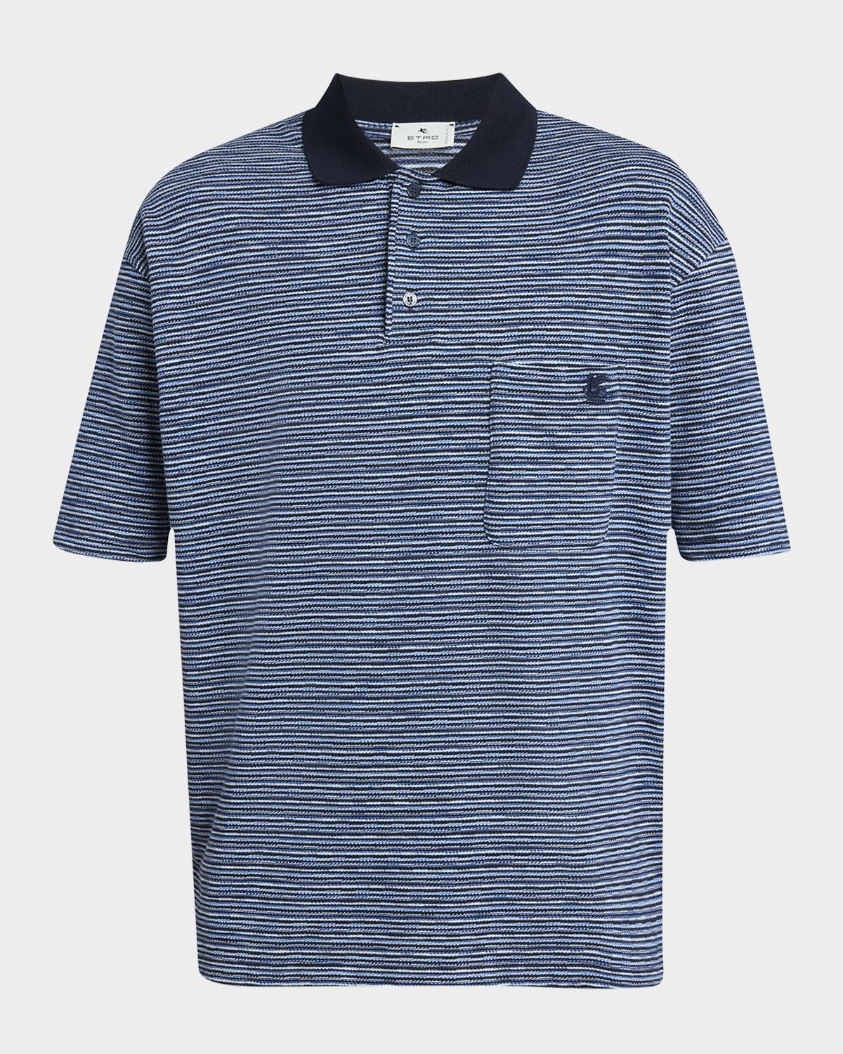 Etro Men's Contrast-Collar Jersey Polo Shirt