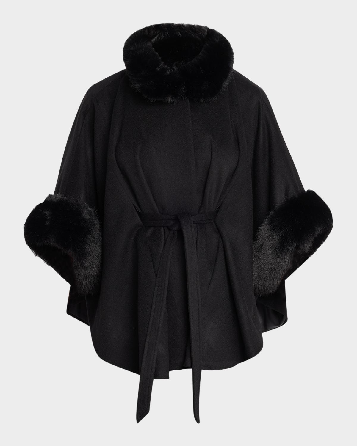 Sofia Cashmere Cashmere Shawl W/ Faux Fur Trim
