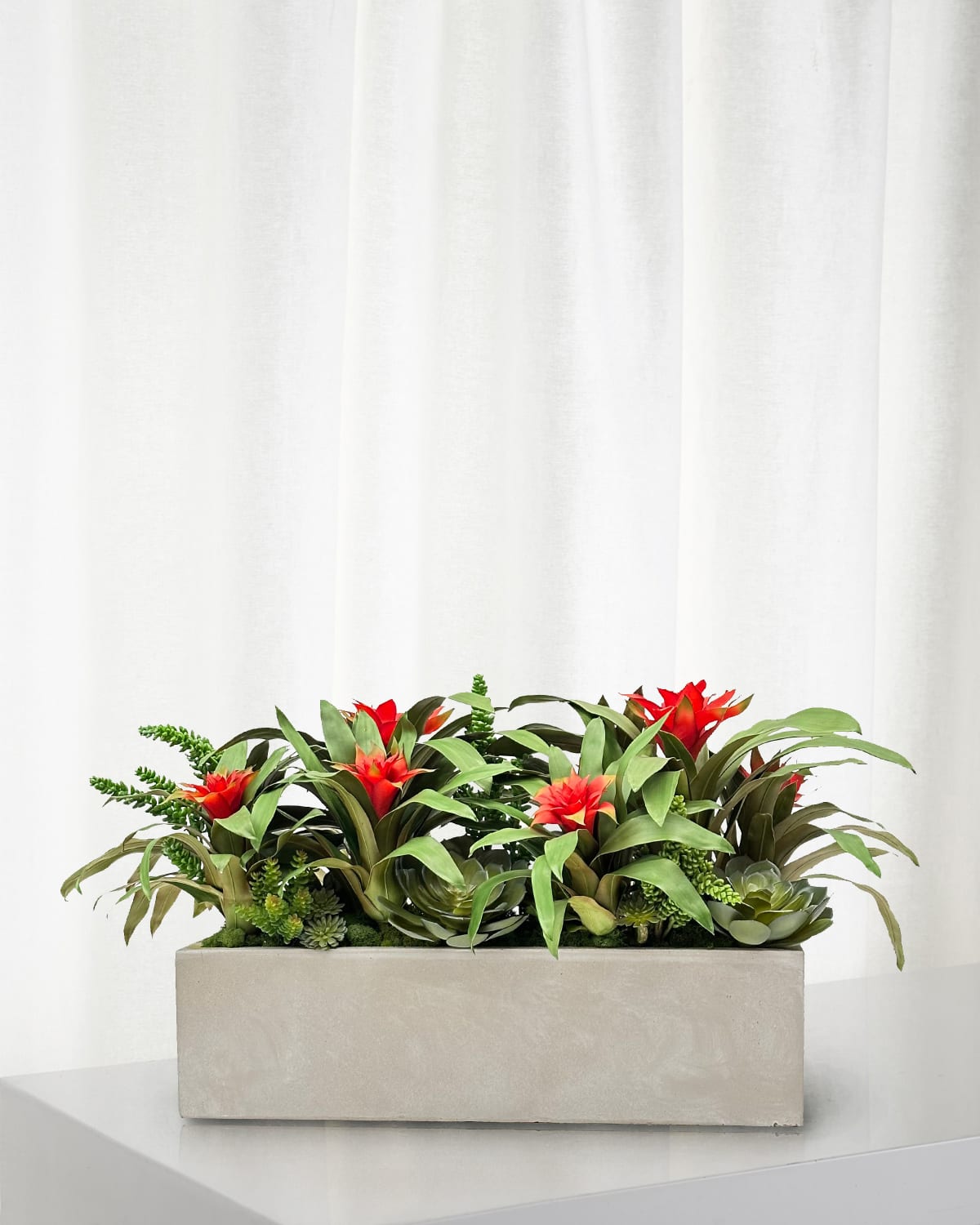 Winward Home Bromeliads & Succulents 38" Faux Floral Arrangement in Fiberglass Planter | Thumbnail 3 Winward Home Bromeliads & Succulents 38" Faux Floral Arrangement in Fiberglass Planter | Thumbnail 3