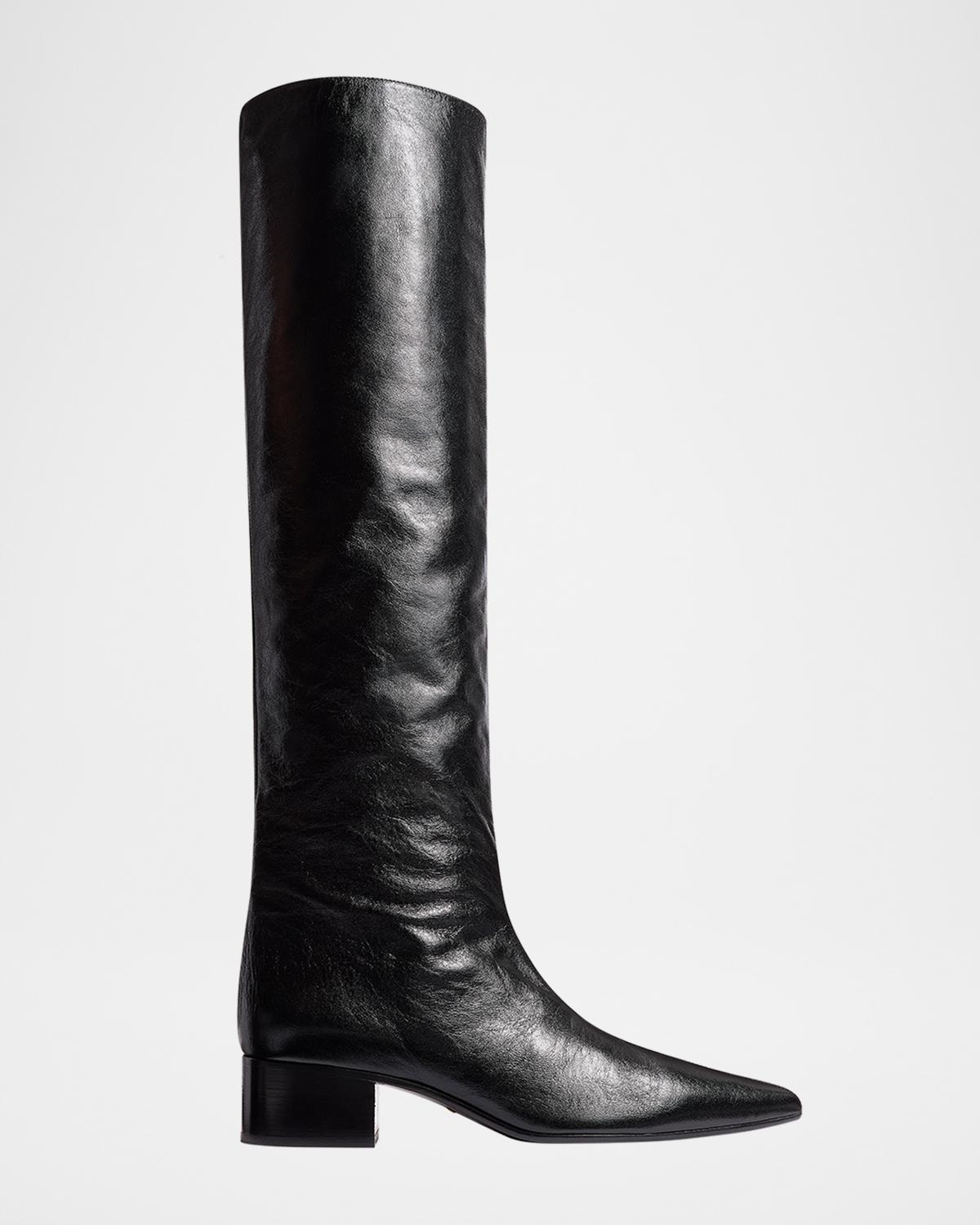 Khaite Andee Leather Knee Boots In Black