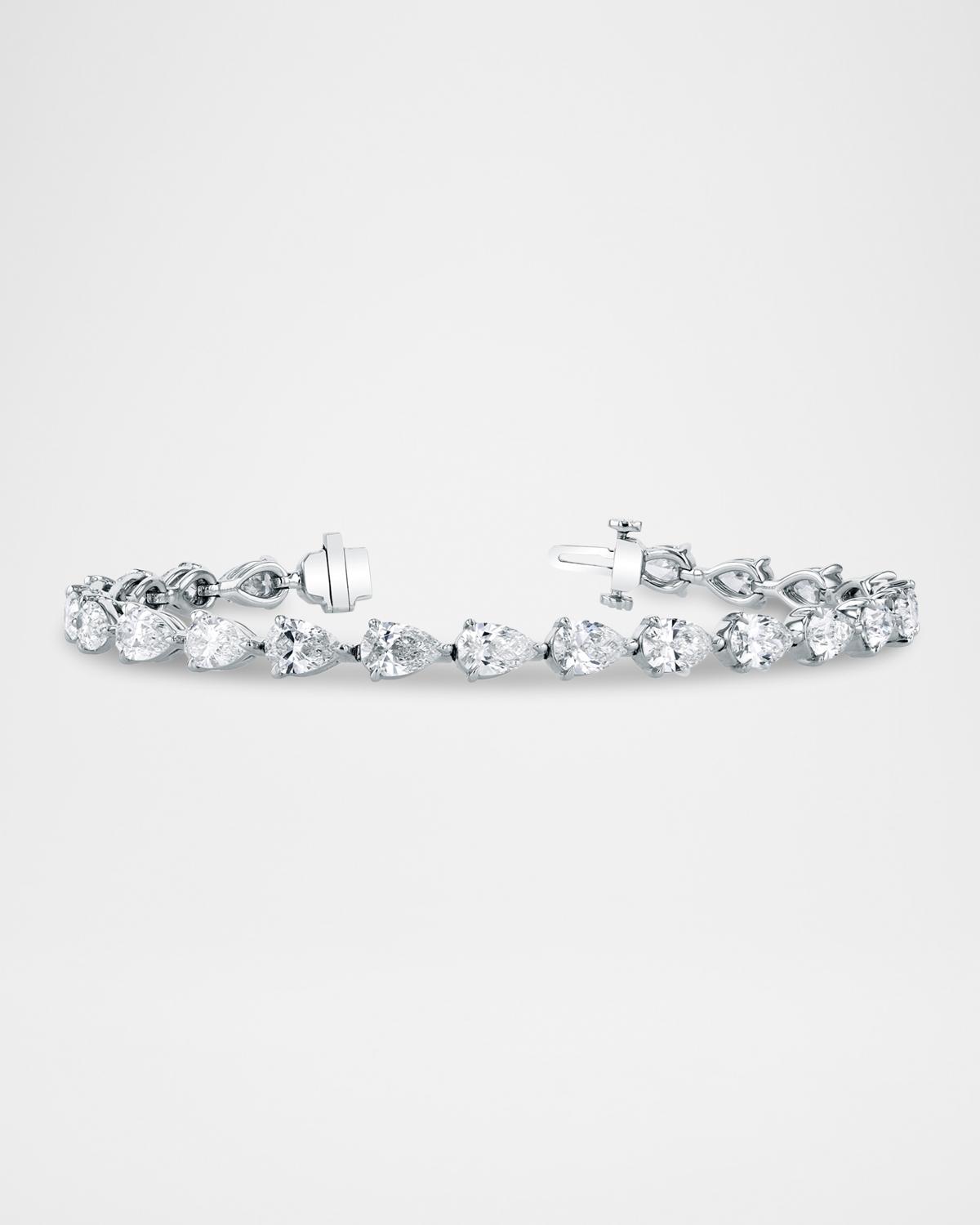 18K Gold East-West Pear Diamond Bracelet, 7"L, 7.80tcw