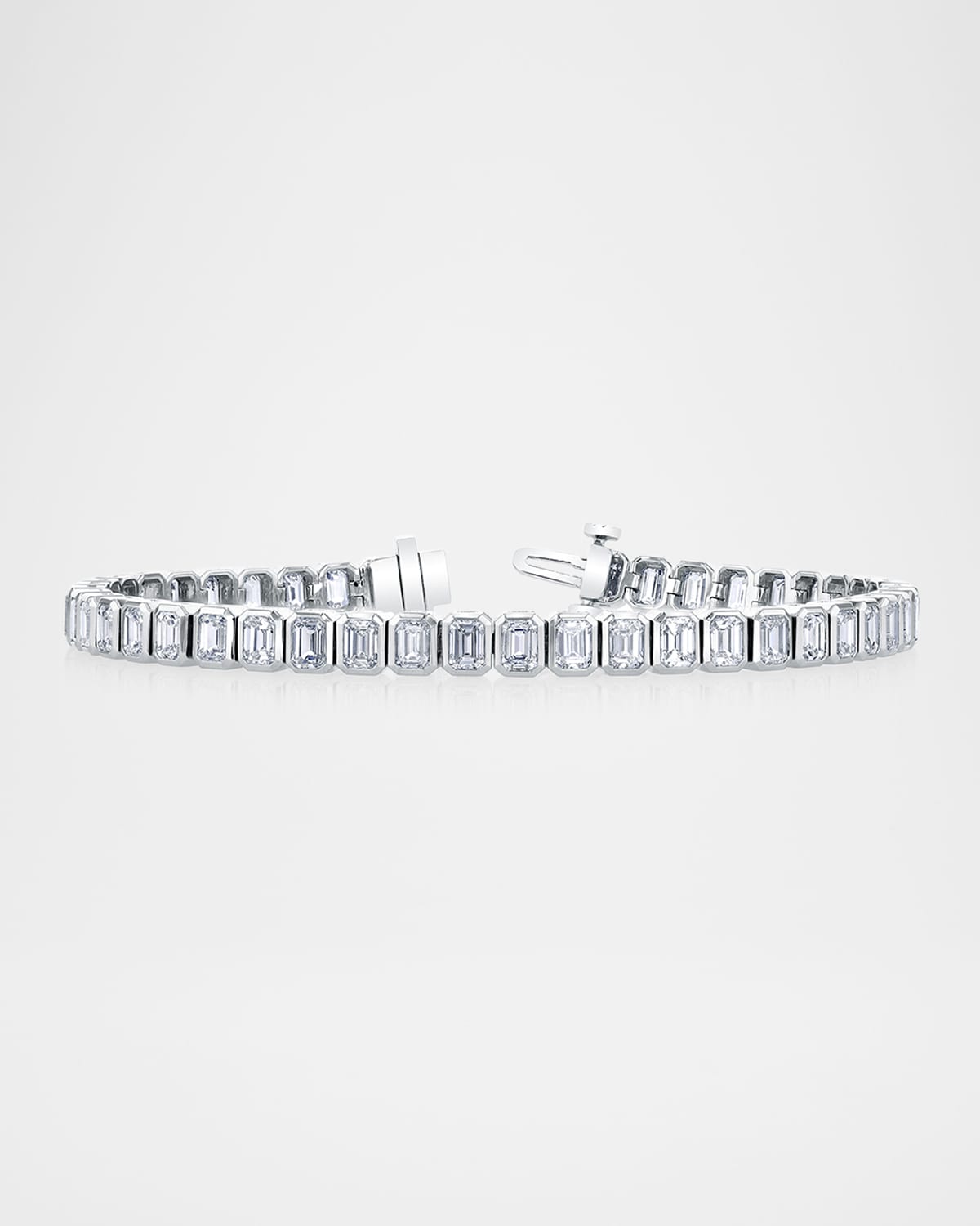 Neiman Marcus Diamonds x Christina Adamo 18K Gold North-South Emerald-Cut Bezel Diamond Bracelet, 7"L, 15.60tcw