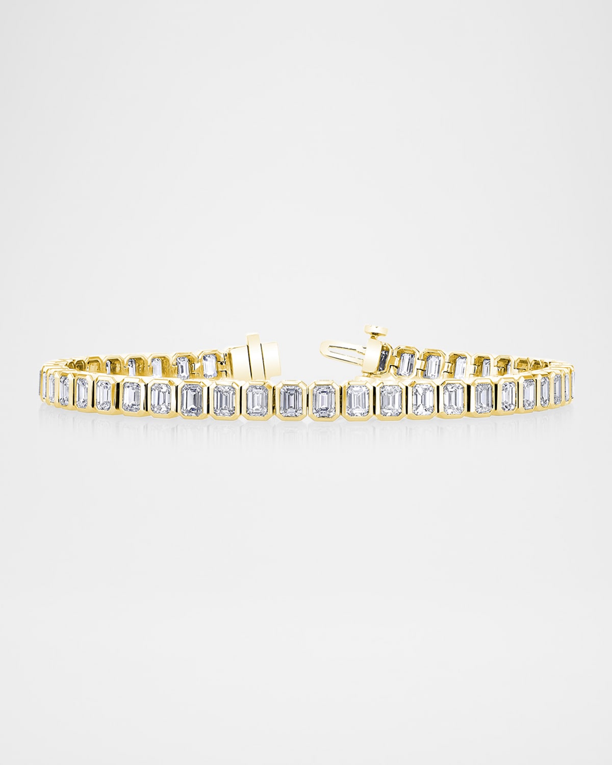 Neiman Marcus Diamonds x Christina Adamo 18K Gold North-South Emerald-Cut Bezel Diamond Bracelet, 7"L, 15.60tcw