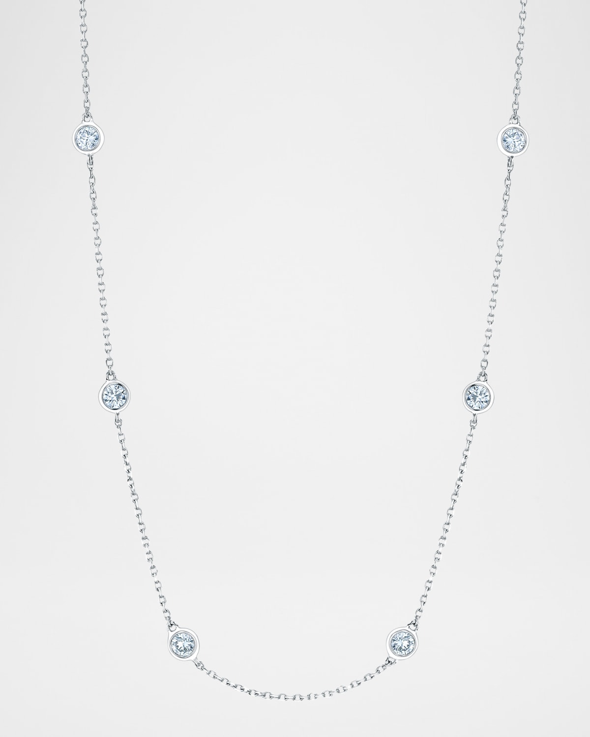 Neiman Marcus Diamonds Platinum Handmade Diamond Station Chain Necklace, 16"L, 0.80tcw