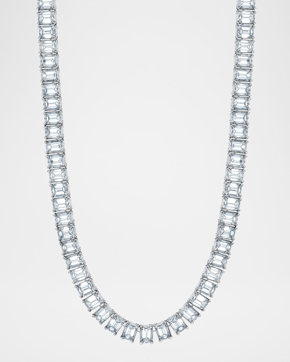 Neiman Marcus Diamonds x Christina Adamo 18K Gold North-South Emerald-Cut Prong-Set Diamond Tennis Necklace, 16"L, 22.20tcw