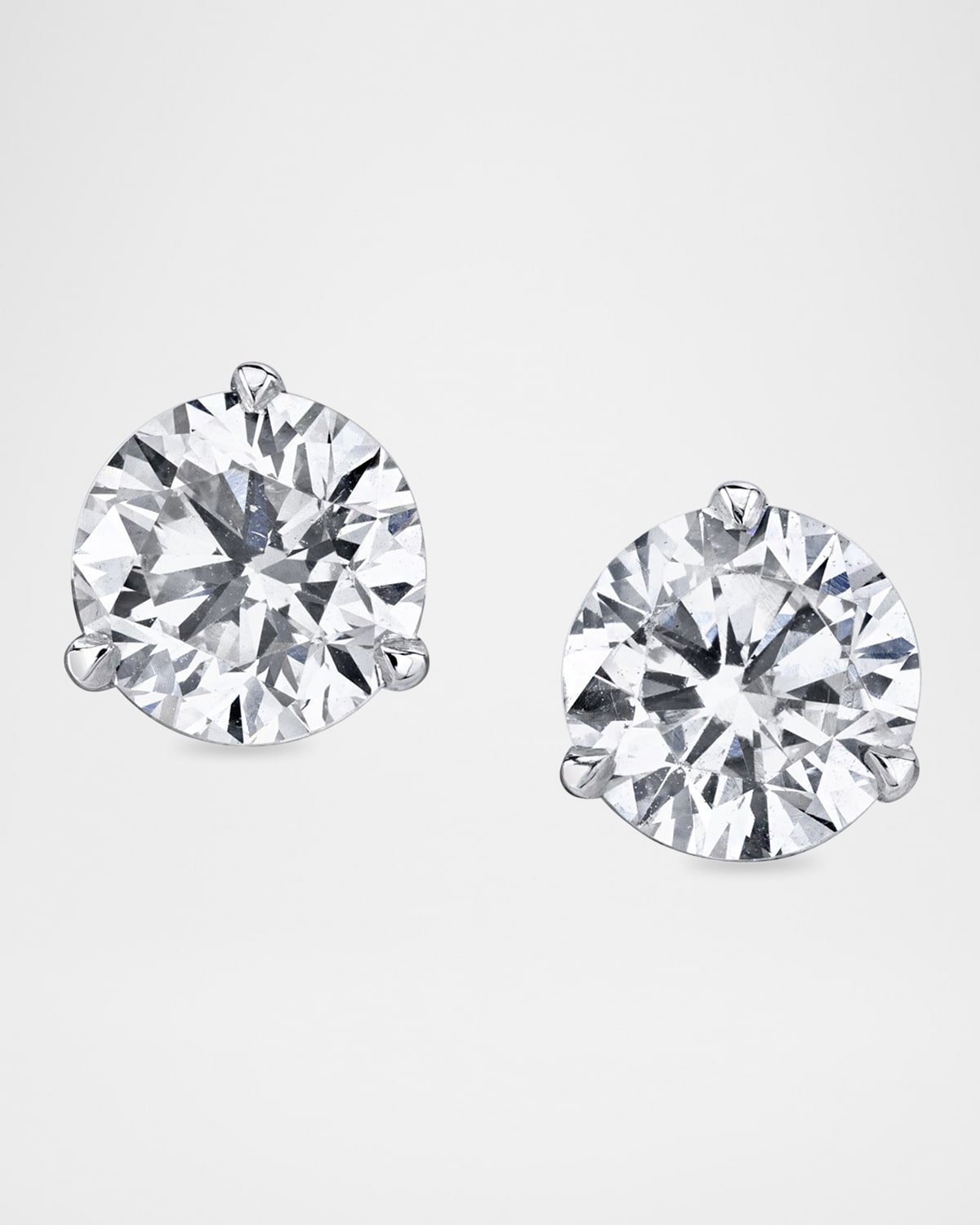 Neiman Marcus Diamonds 18K White Gold Martini Diamond Stud Earrings, 3.00tcw, 0.30"L / 0.30"W