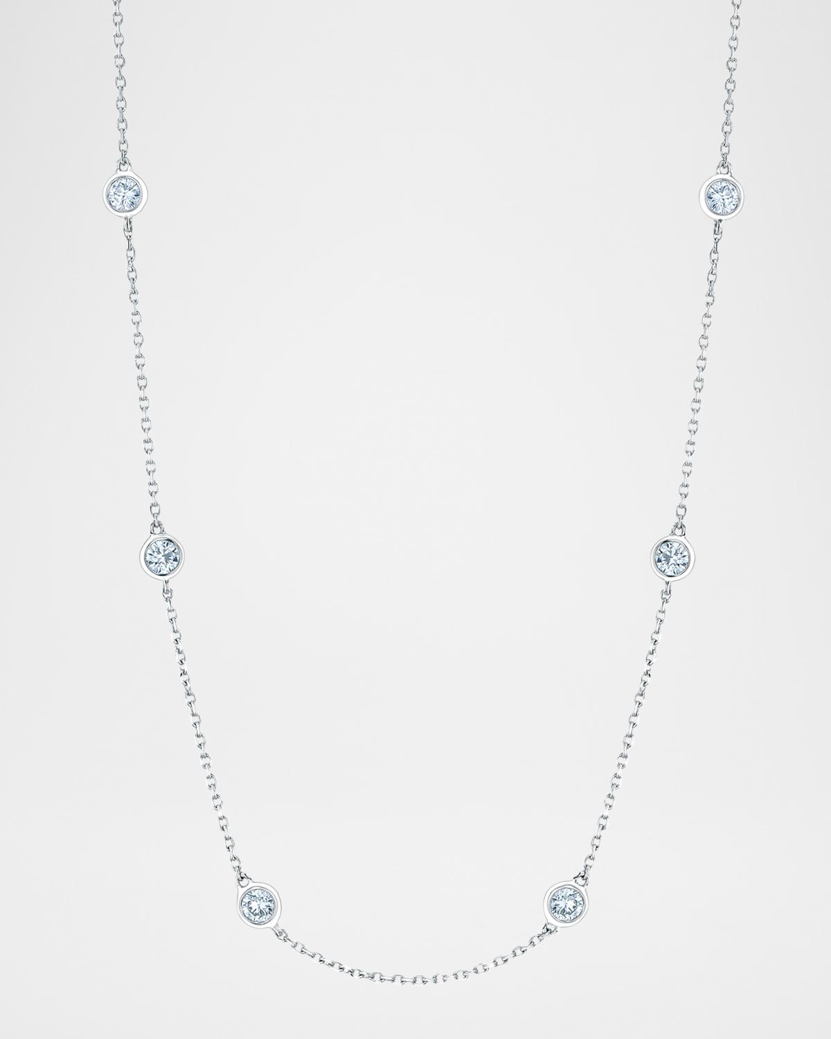 18K Gold Handmade Bezel Diamond Station Chain Necklace