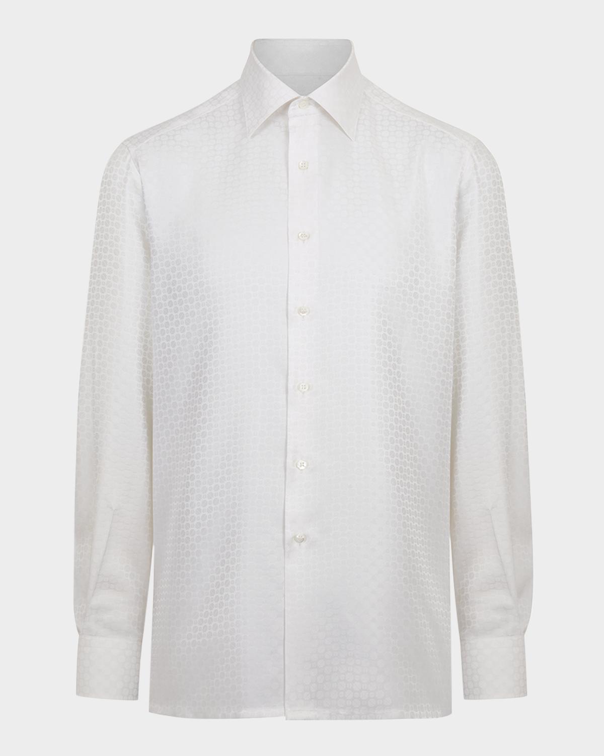 Stefano Ricci Men's Silk Geometric Jacquard Dress Shirt