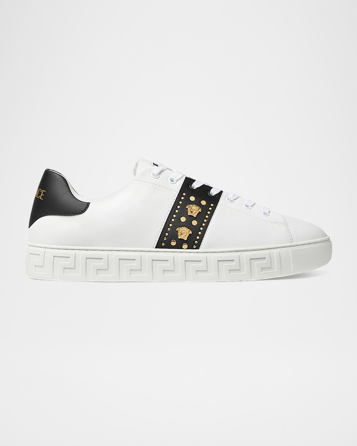 Versace Men's La Greca Leather Low-Top Sneakers