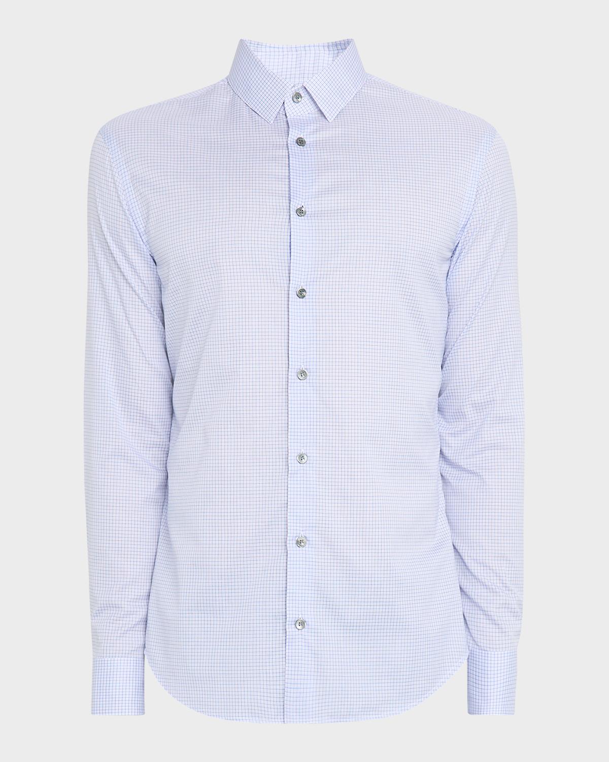 Giorgio Armani Men's Micro-Plaid Cotton Dress Shirt