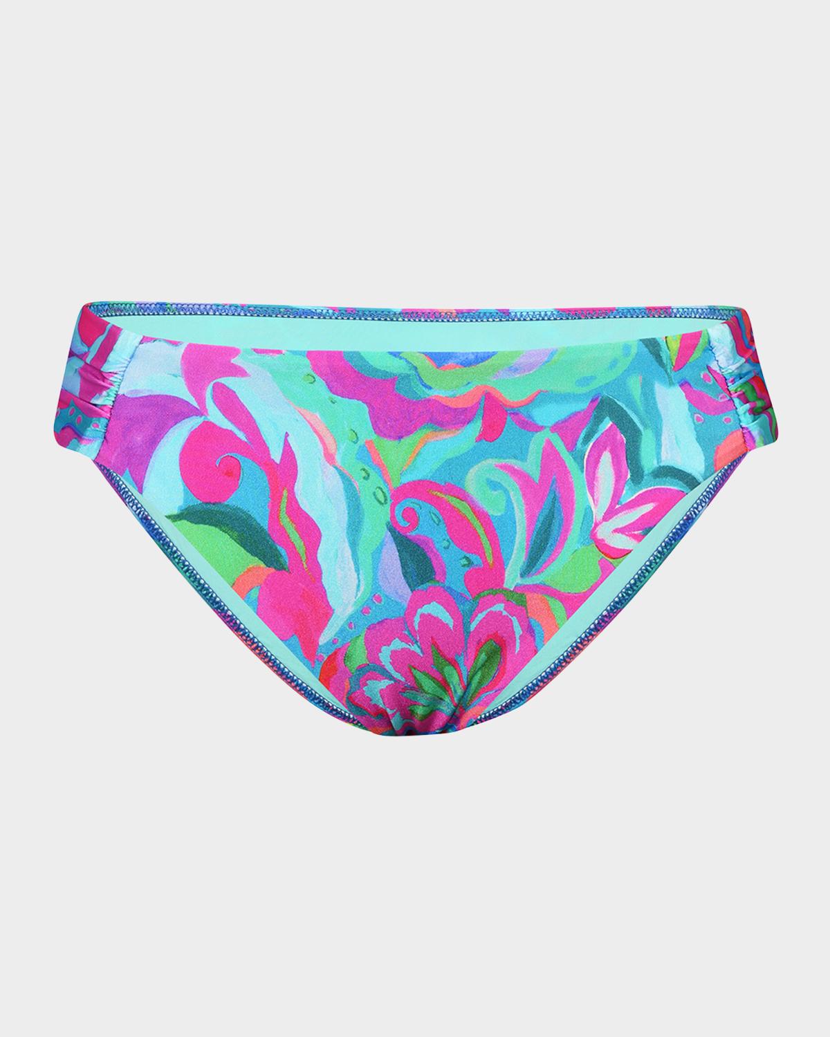 Sunshine 79 Swirltopia Shirred-Side Hipster Bikini Bottoms