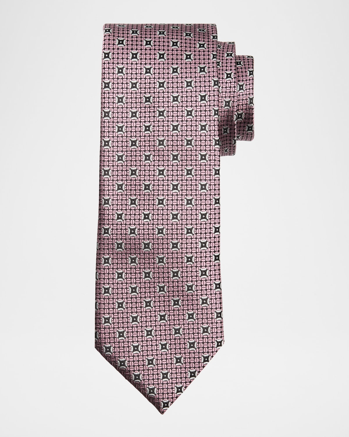 ZEGNA Men 's Woven Medallion Silk Tie
