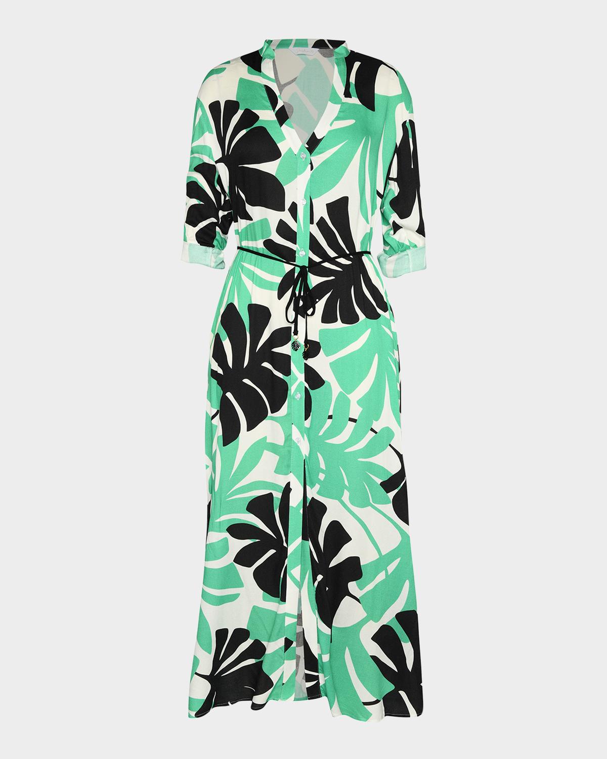 Sunshine 79 Monstera Maxi Shirtdress