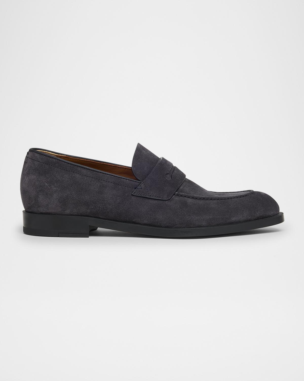 ZEGNA Men's Suede Rubber-Sole Penny Loafers