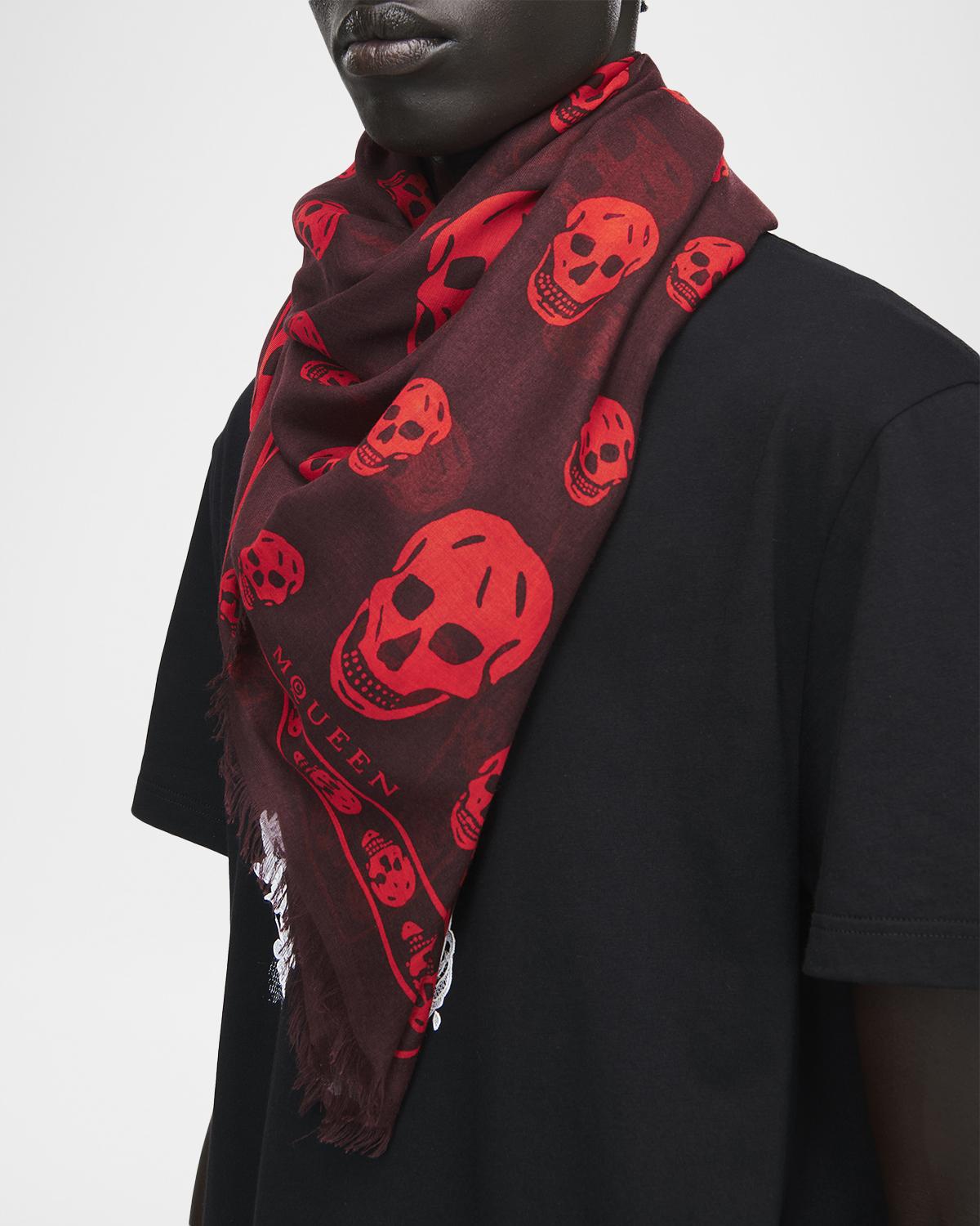 McQueen Men's Abstract Skull Scarf