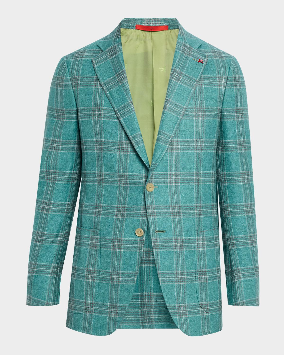Isaia Men's Silk-Cashmere Plaid Sport Coat