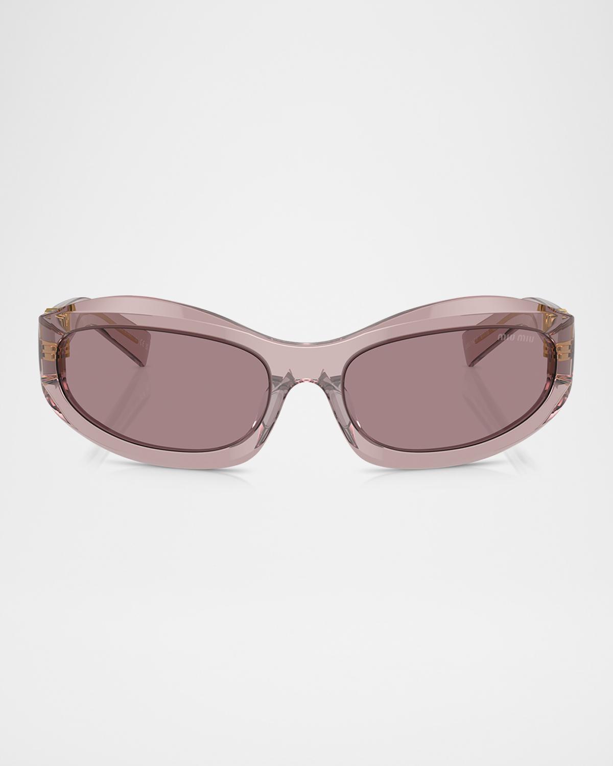 Miu Miu 14ZSF Logo Oval Acetate Sunglasses