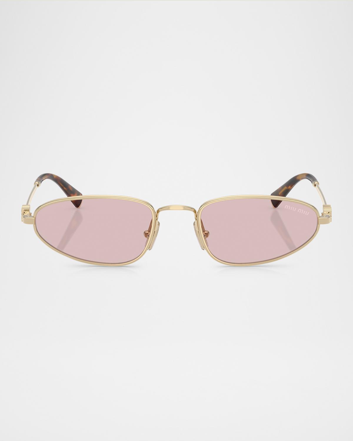 Miu Miu Logo Metal Oval Sunglasses