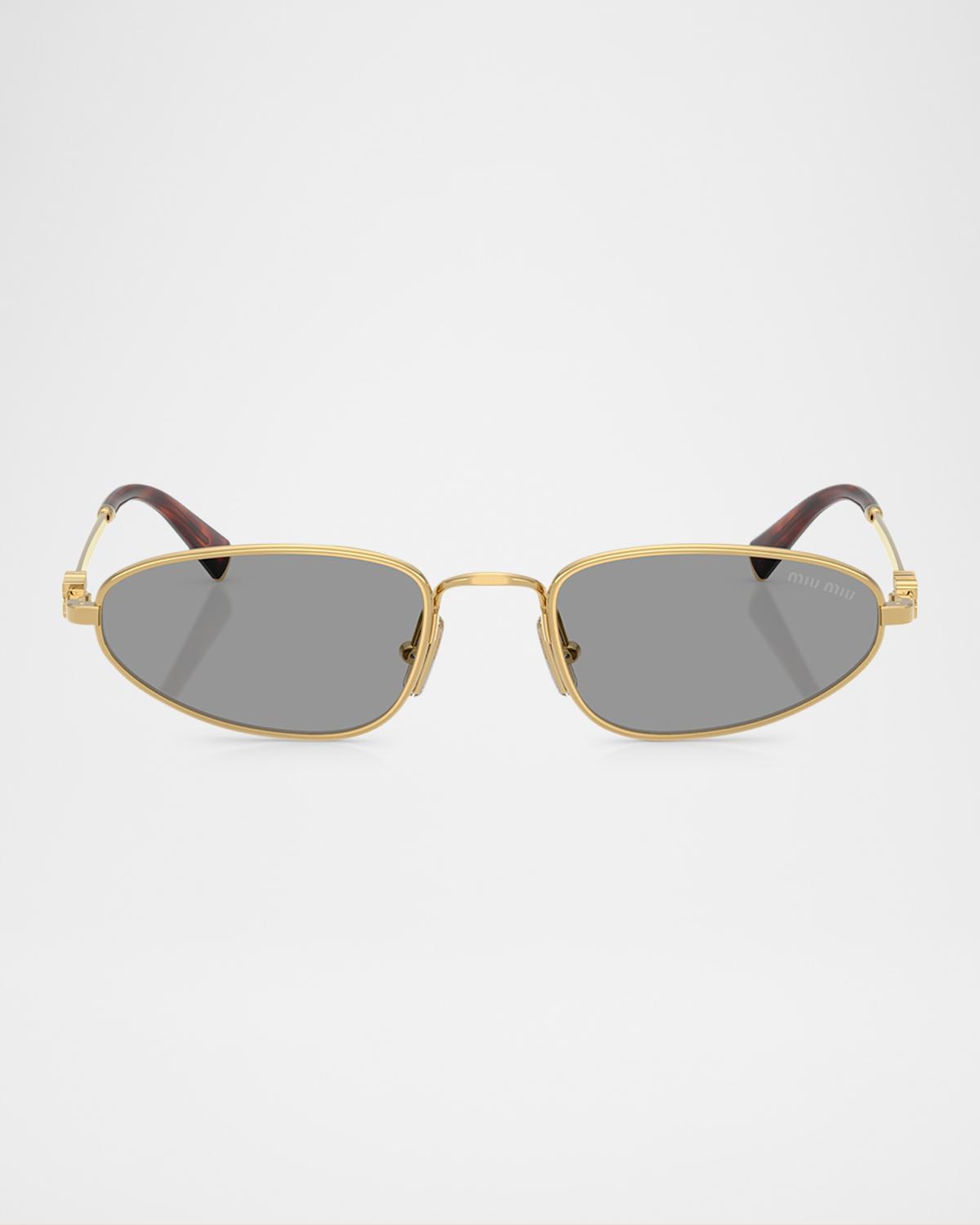 Miu Miu Logo Metal Oval Sunglasses