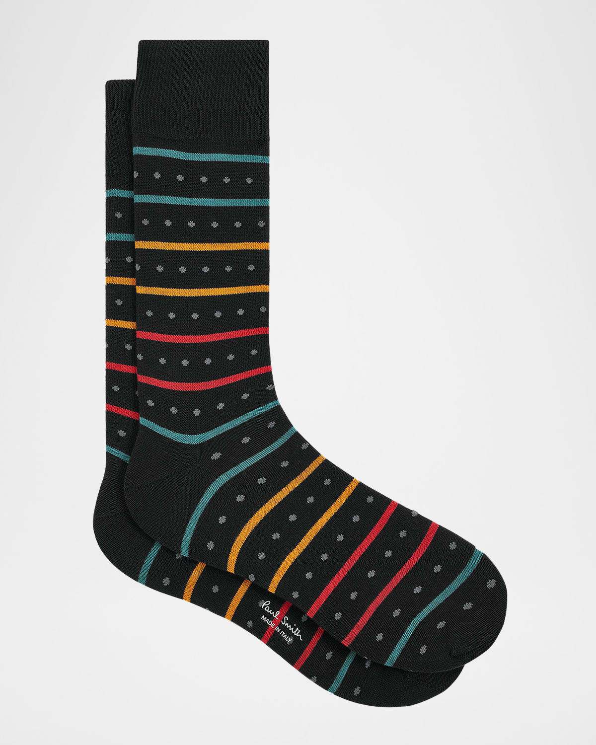 Paul Smith Men 's Iago Spot Stripe Cotton-Stretch Crew Socks