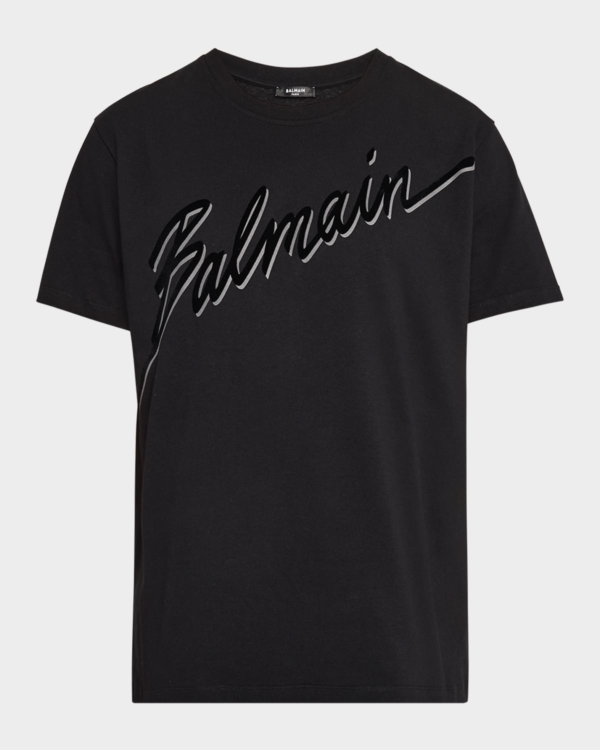 Balmain Men's Textured Tapestry Logo T-Shirt | Neiman Marcus