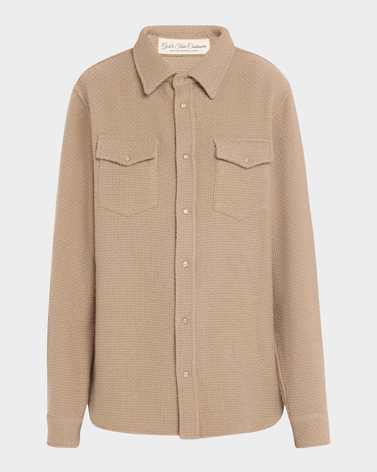 God's True Cashmere Smoke Waffle Cashmere Shirt Jacket