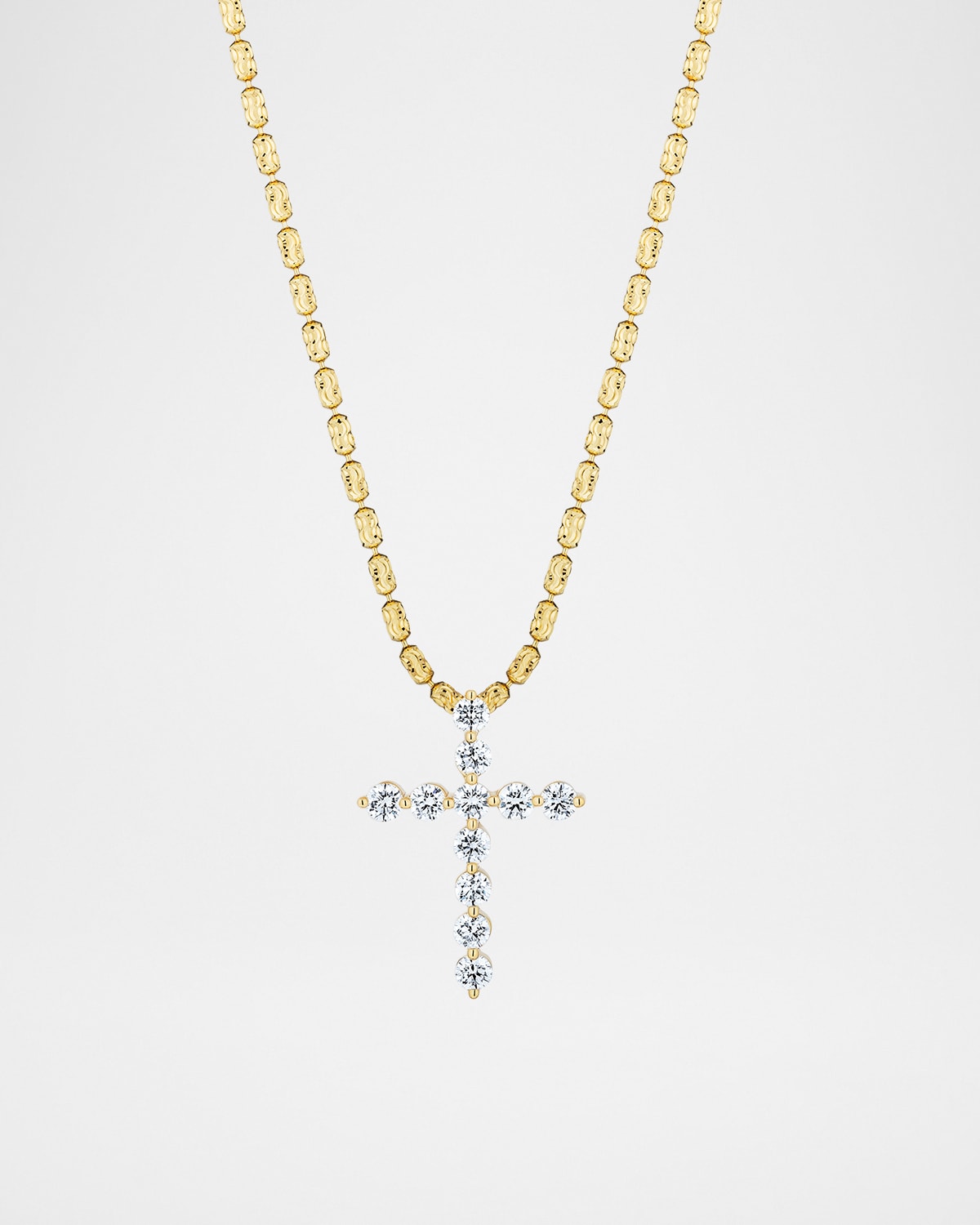 Neiman Marcus Diamonds 18K Yellow Gold Single Prong Diamond Cross Necklace