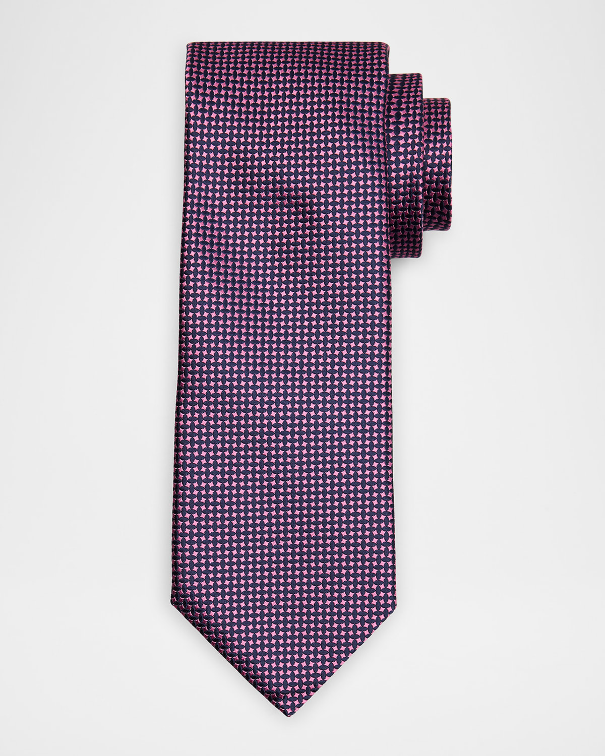 Canali Men 's Micro-Geometric Silk Tie