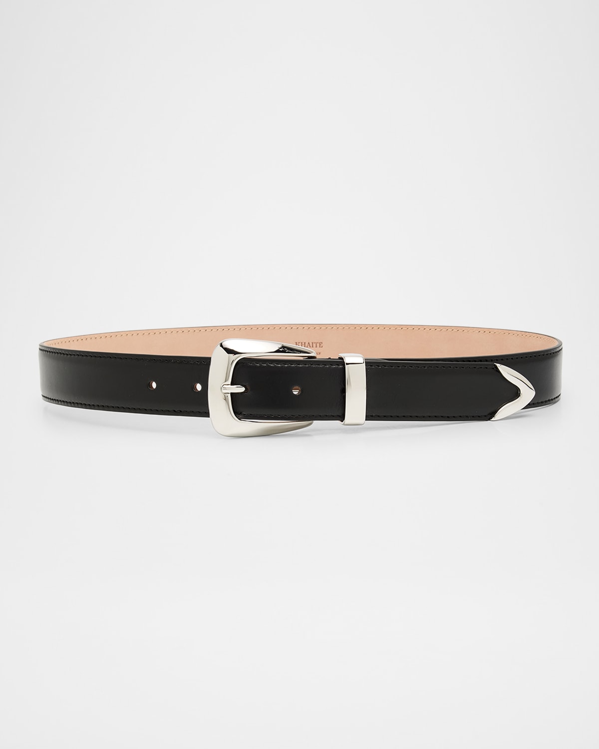 Khaite Benny Silvertone Buckle Leather Belt