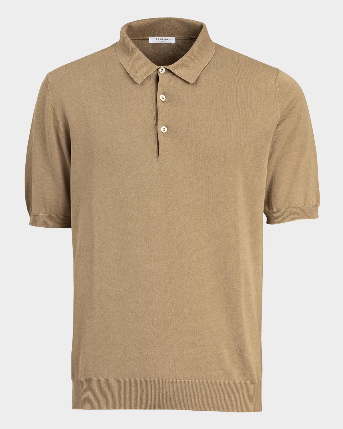Boglioli Men's Garment-Washed Cotton Polo Shirt