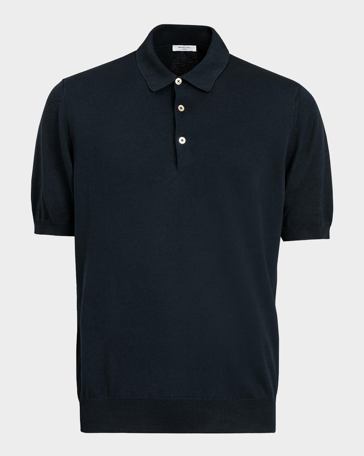 Boglioli Men's Garment-Washed Cotton Polo Shirt